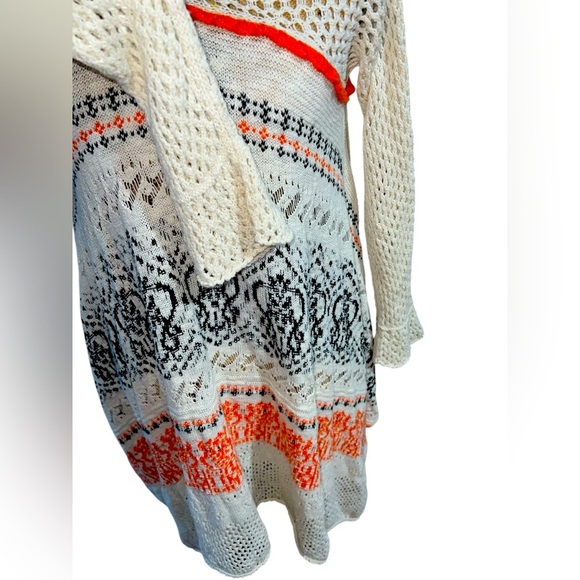 Anthropologie Sleeping On Snow Crochet Sweater Dress Ivory\Orange Fair‎ Isle XS - Picture 6 of 10
